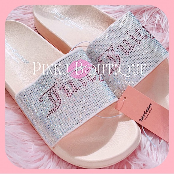💗💋{Juicy Couture} Beautiful Bling Blush Pink {Wander} Slides | Sandals! - Picture 2 of 3
